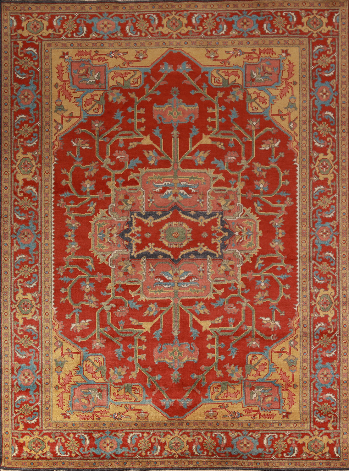 Handmade Wool Heriz Serapi Indian Area Rug 9x12