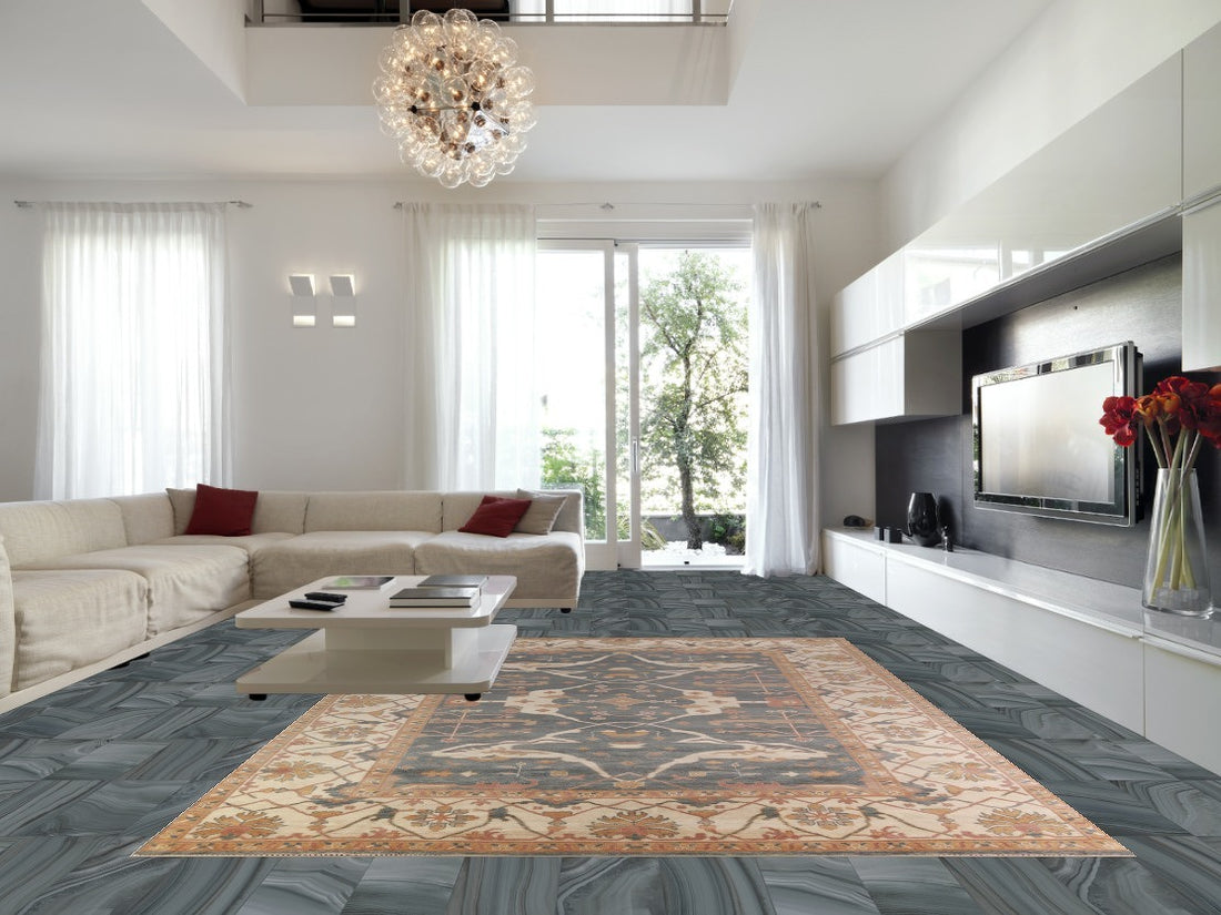 Handmade Blue Oushak Indian Large Rug 10x14