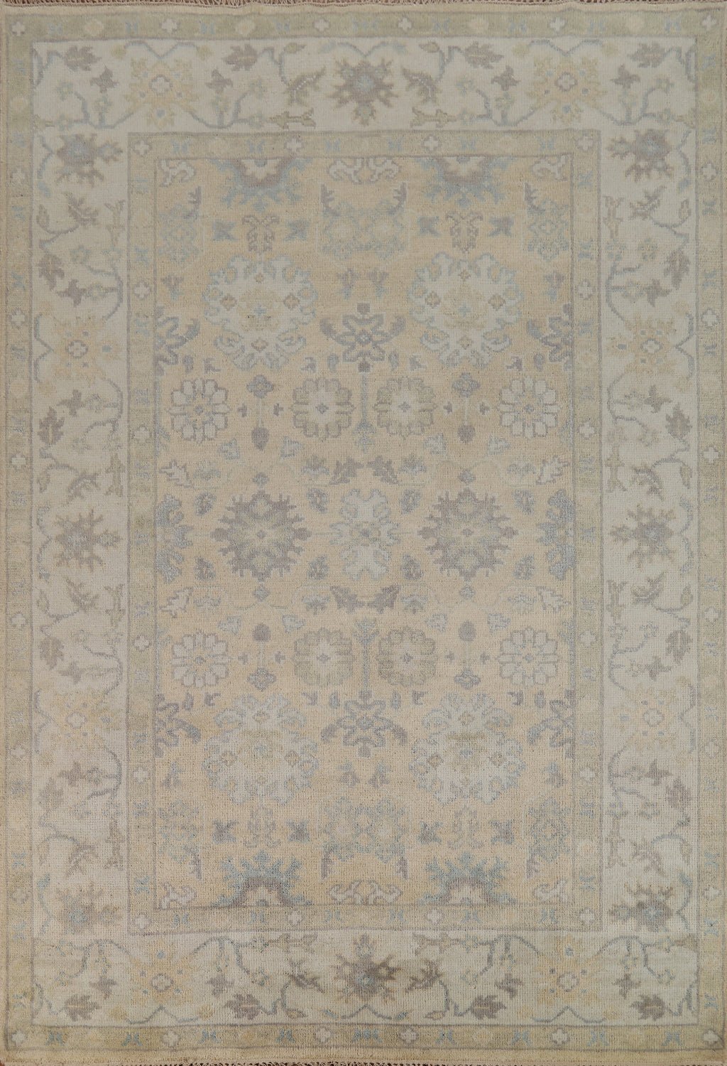 Earth Tone Wool Oushak Indian Area Rug 6x9