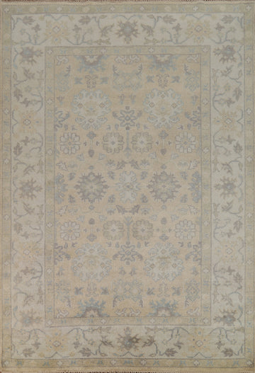 Earth Tone Wool Oushak Indian Area Rug 6x9