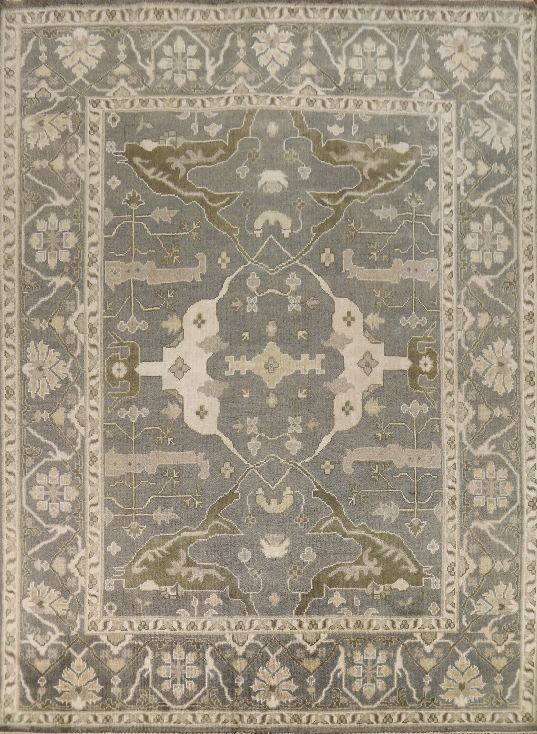 All-Over Gray Wool Oushak Indian Area Rug 8x10