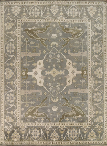 All-Over Gray Wool Oushak Indian Area Rug 8x10