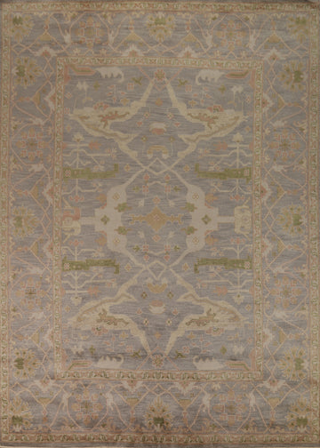 All-Over Gray Wool Oushak Indian Area Rug 9x12