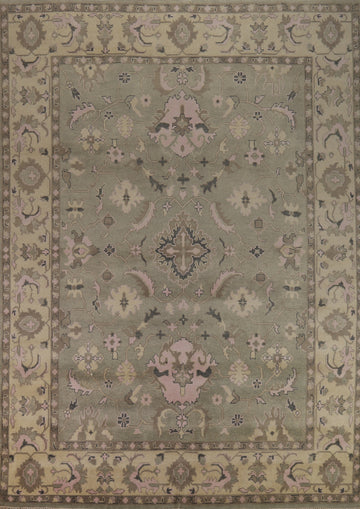 Handmade Green Oushak Indian Area Rug 9x12