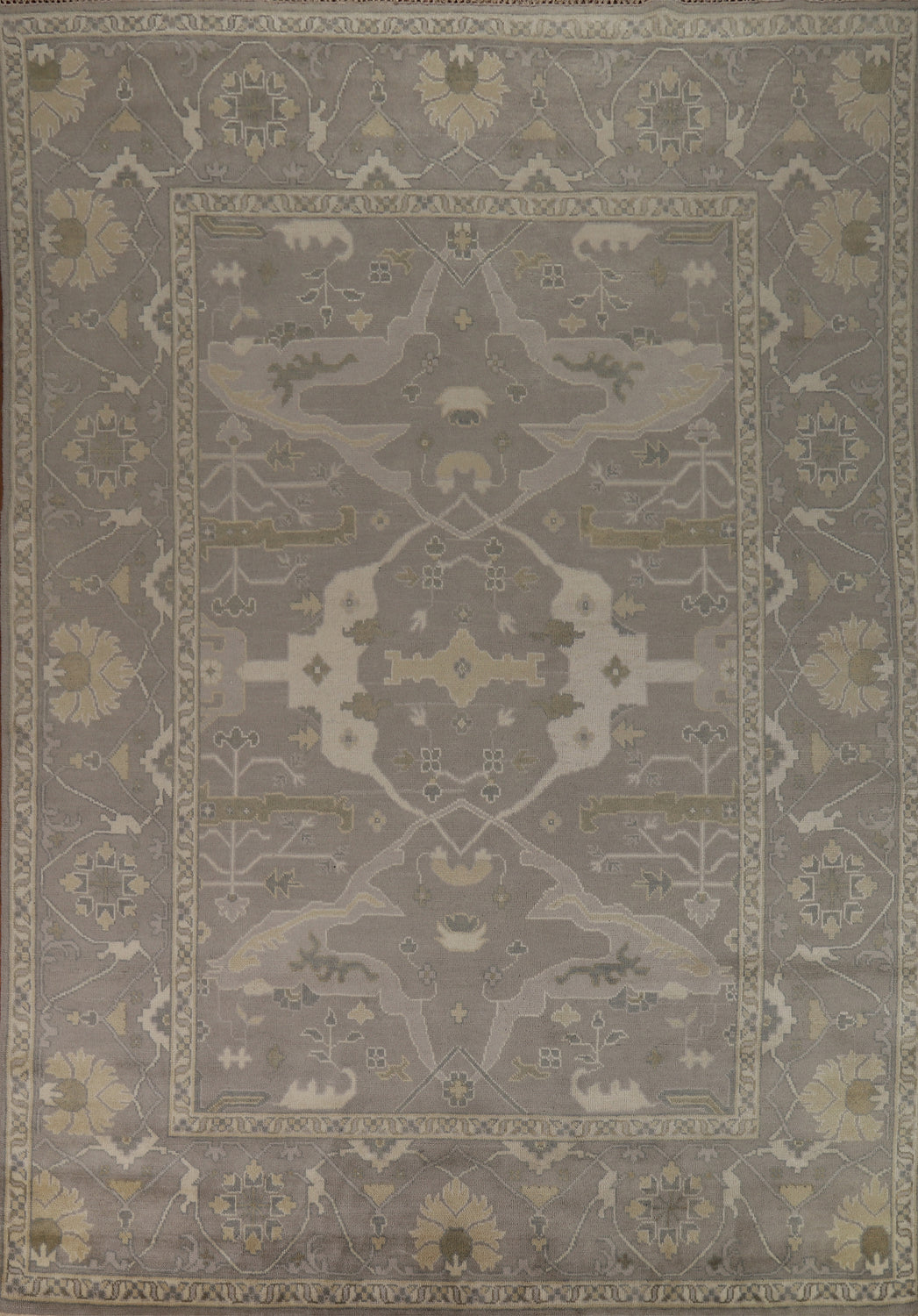 All-Over Gray Wool Oushak Indian Area Rug 9x12