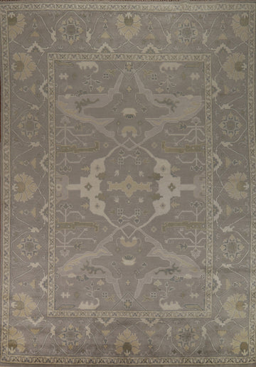 All-Over Gray Wool Oushak Indian Area Rug 9x12