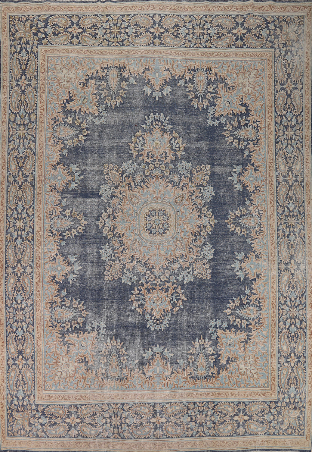Blue Medallion Kerman Persian Area Rug 10x13