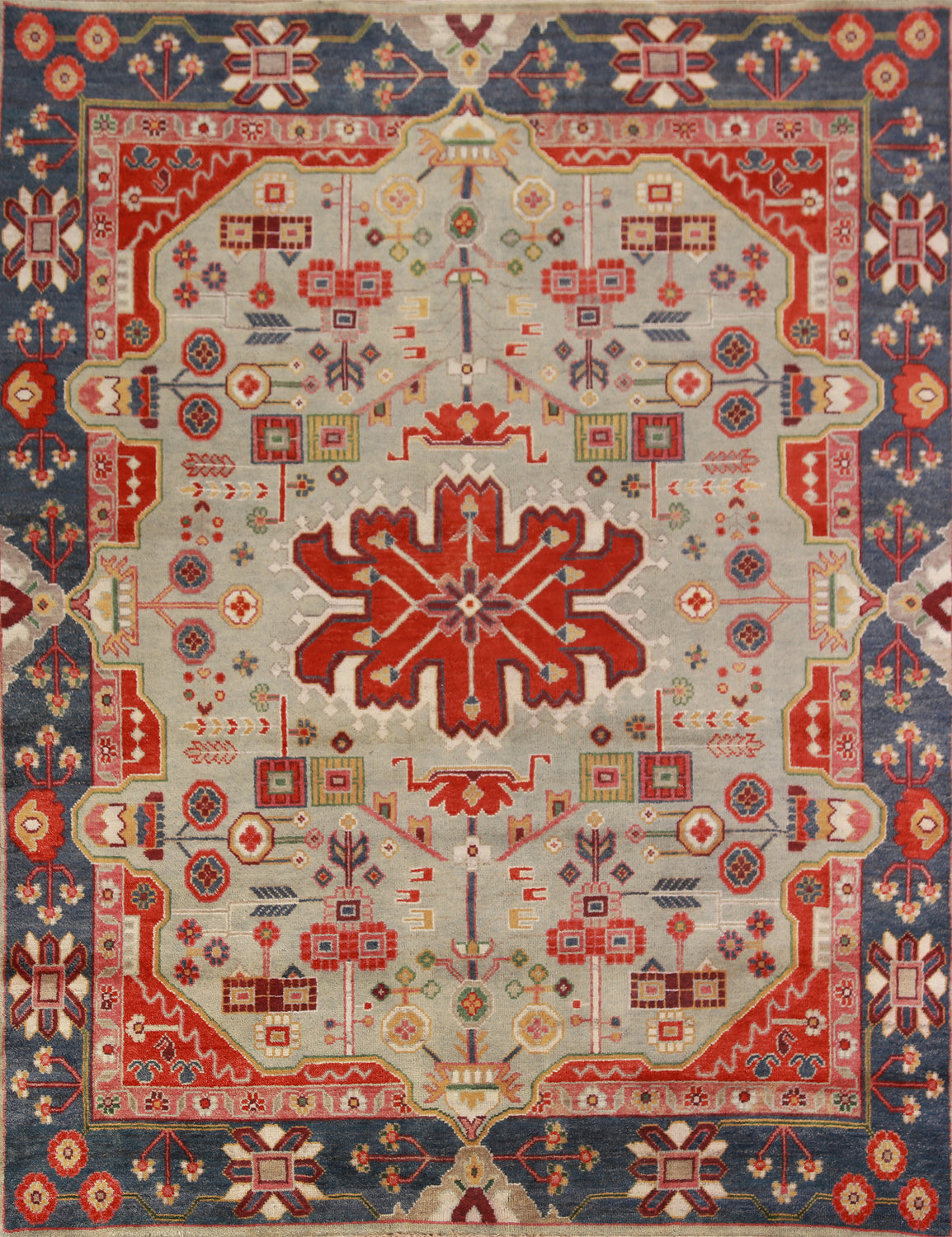 Green Geometric Kazak Indian Area Rug 8x10