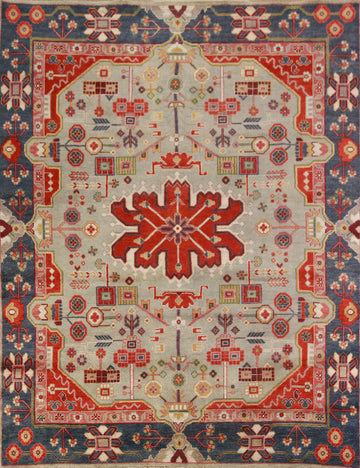 Green Geometric Kazak Indian Area Rug 8x10
