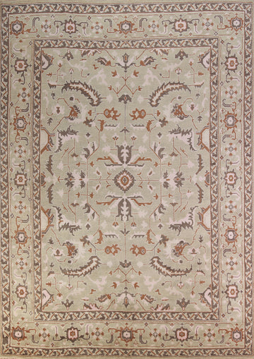 All-Over Light Green Oushak Indian Area Rug 9x12