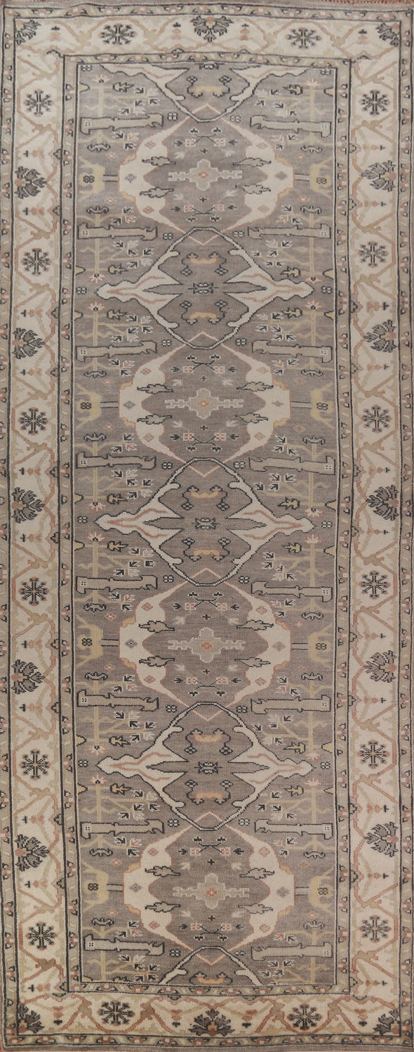 Handmade Gray Oushak Indian Runner Rug 6x18