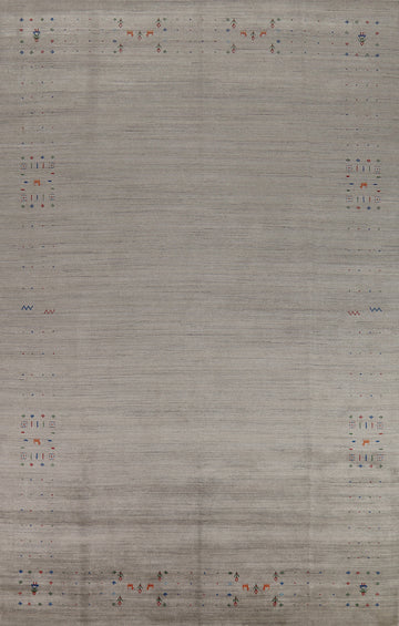 Tribal Gray Wool Gabbeh Indian Area Rug 8x12