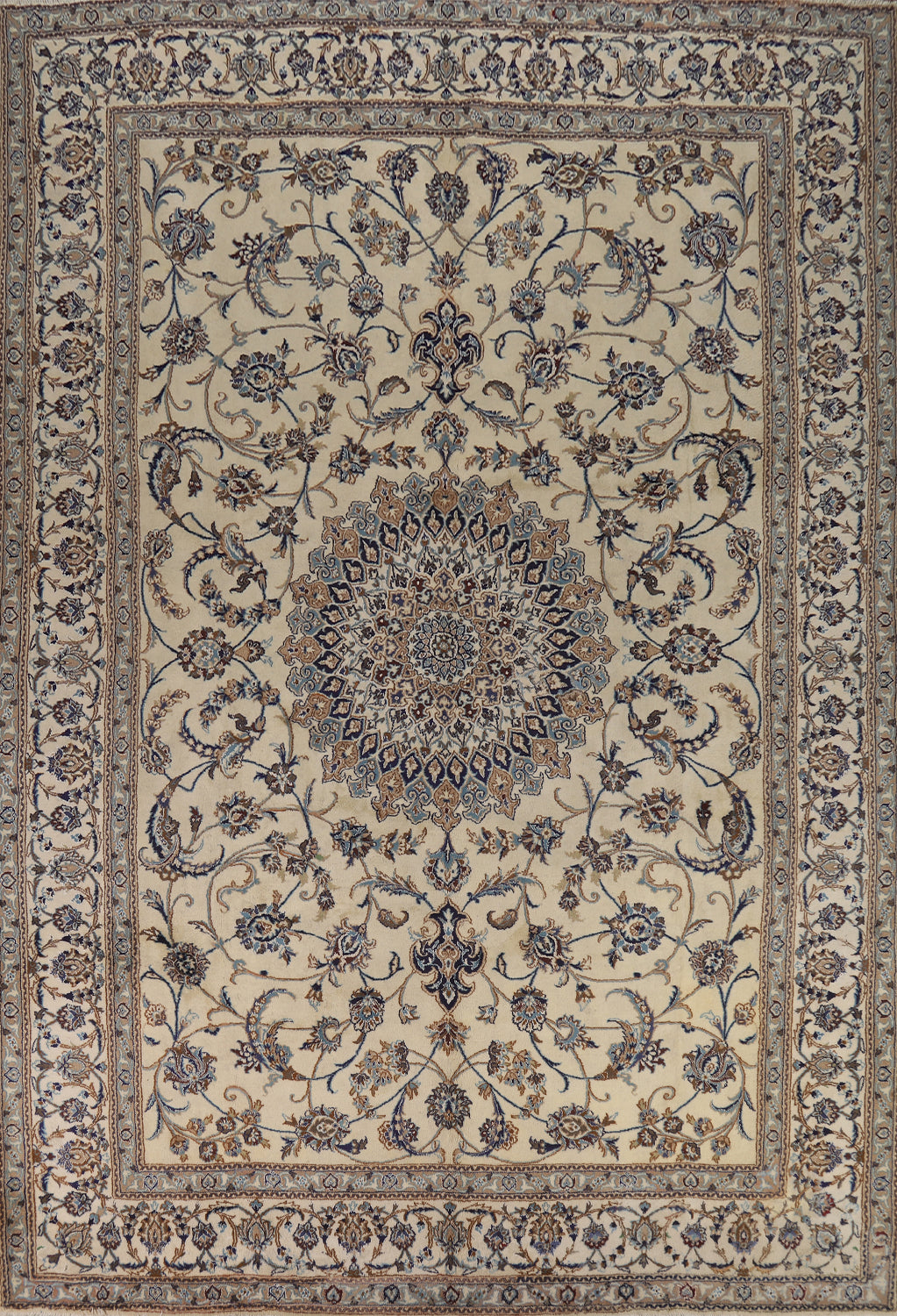 Floral Wool Medallion Nain Persian Area Rug 10x13