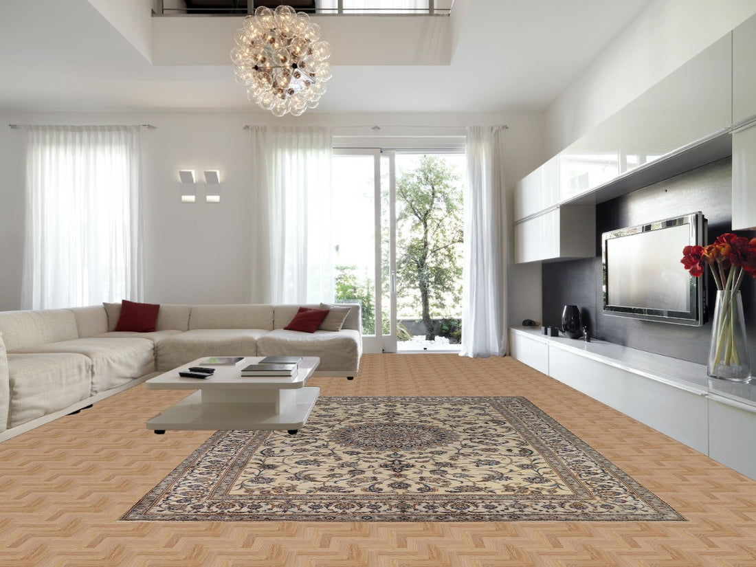 Floral Wool Medallion Nain Persian Area Rug 10x13