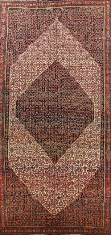 Pre-1900 Antique Vegetable Dye Senneh Persian Large Rug 8x20