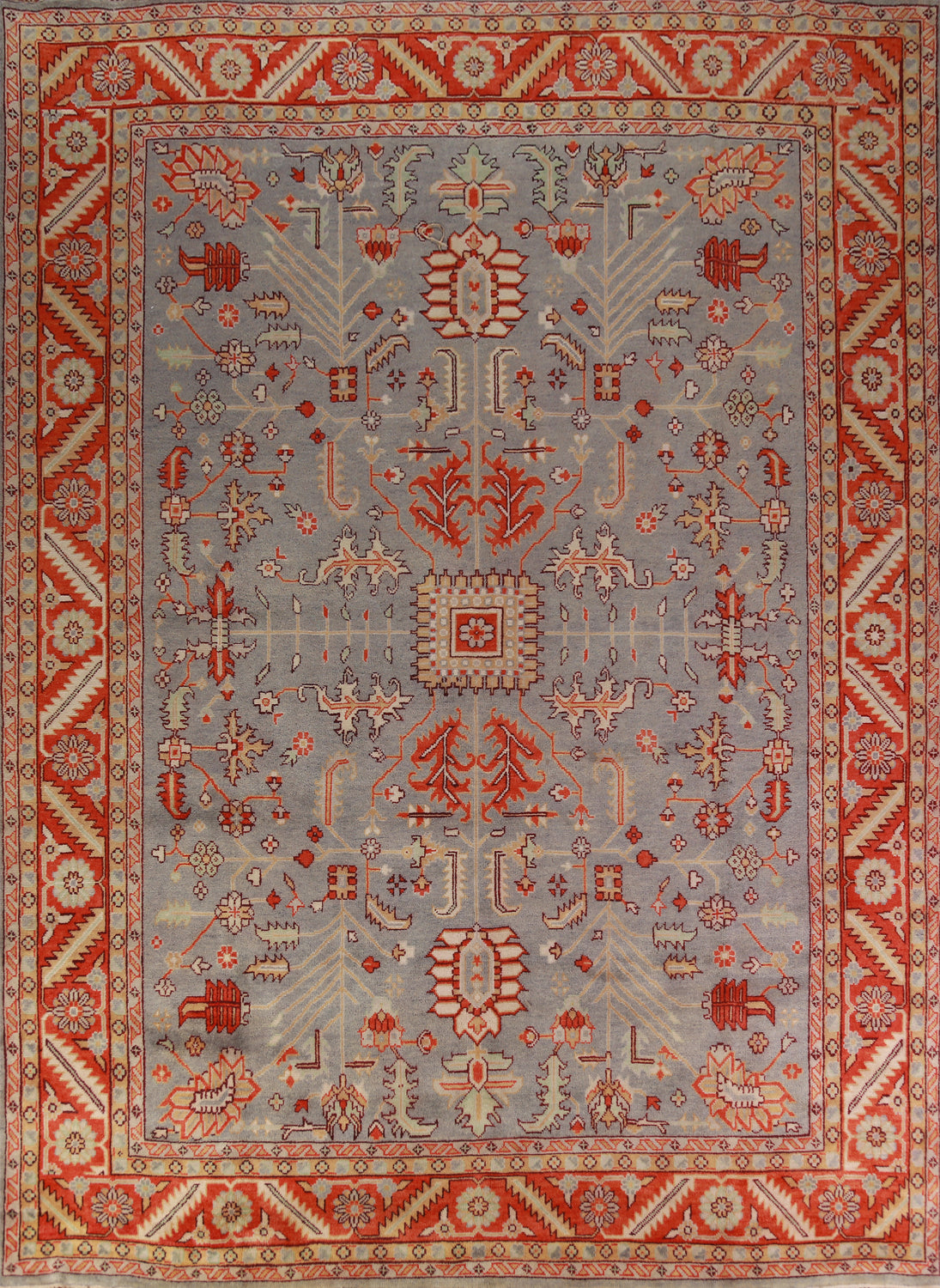 All-Over Gray Wool Oushak Indian Large Rug 12x15