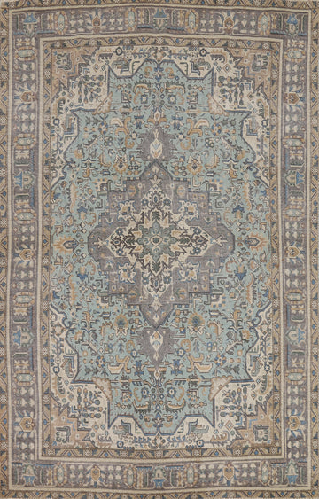 Light Blue Medallion Tabriz Persian Area Rug 6x9