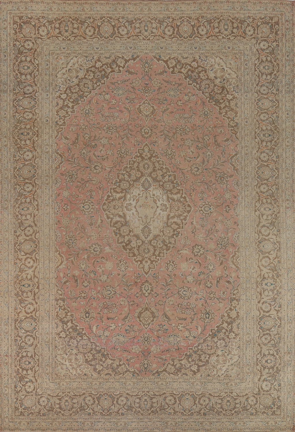 Traditional Pink Mashad Persian Area Rug 10x13