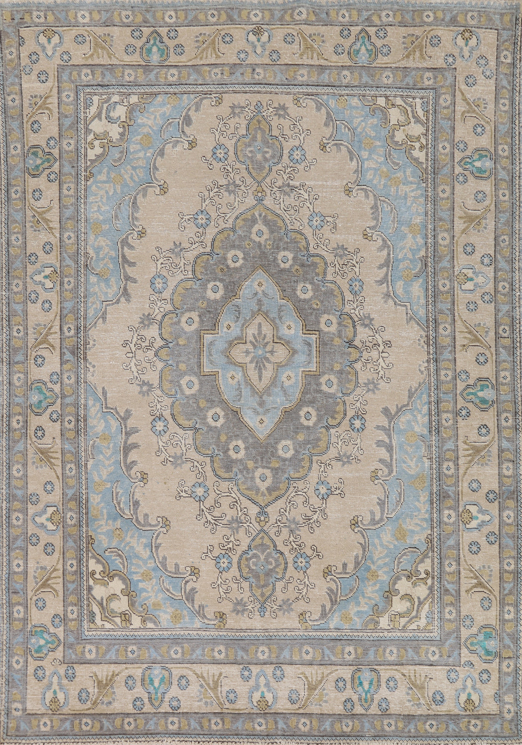 Geometric Wool Tabriz Persian Area Rug 6x9