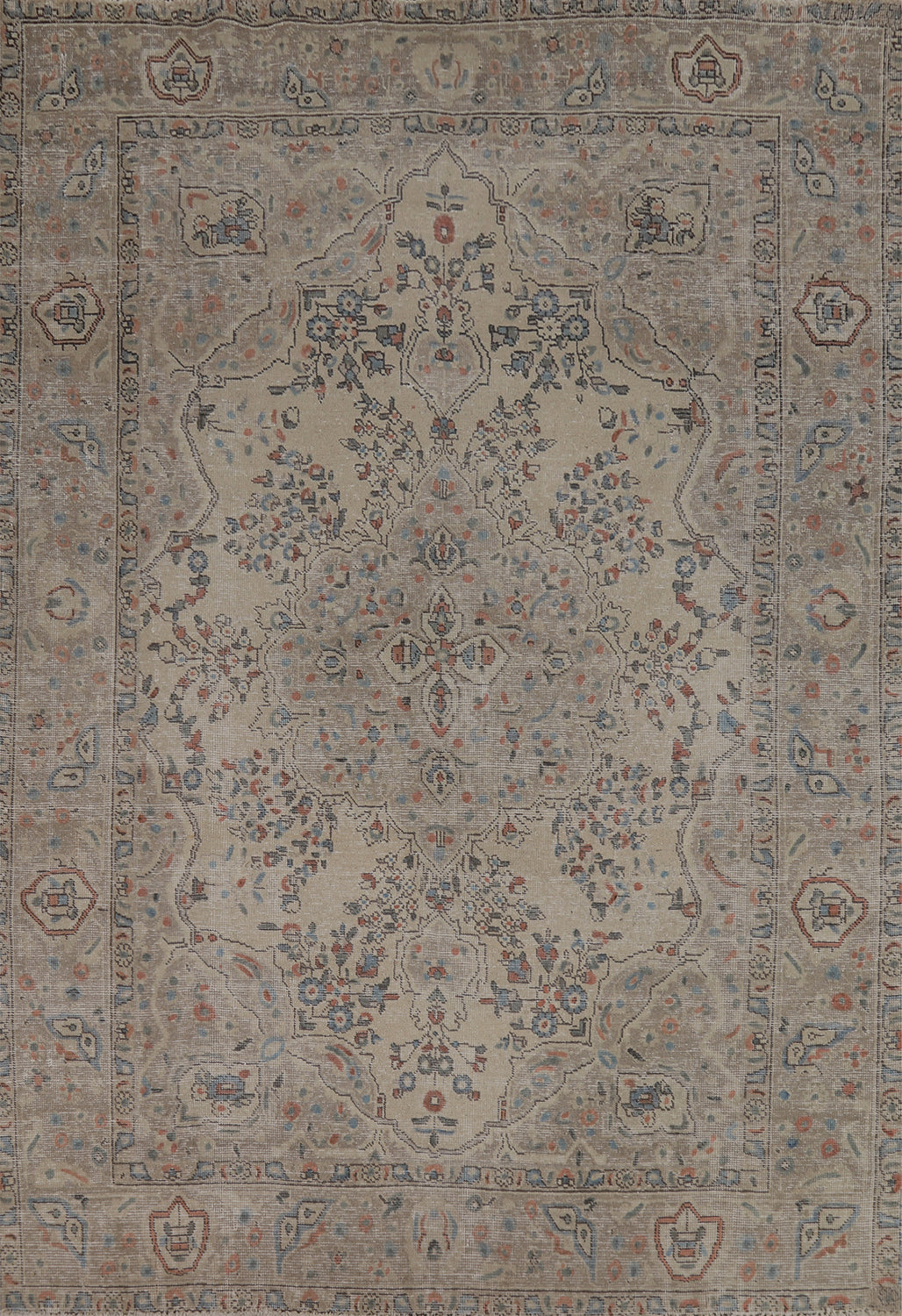Floral Wool Tabriz Persian Area Rug 7x9