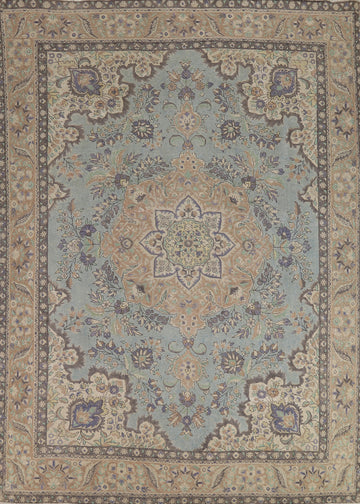 Light Blue Medallion Tabriz Persian Area Rug 9x12