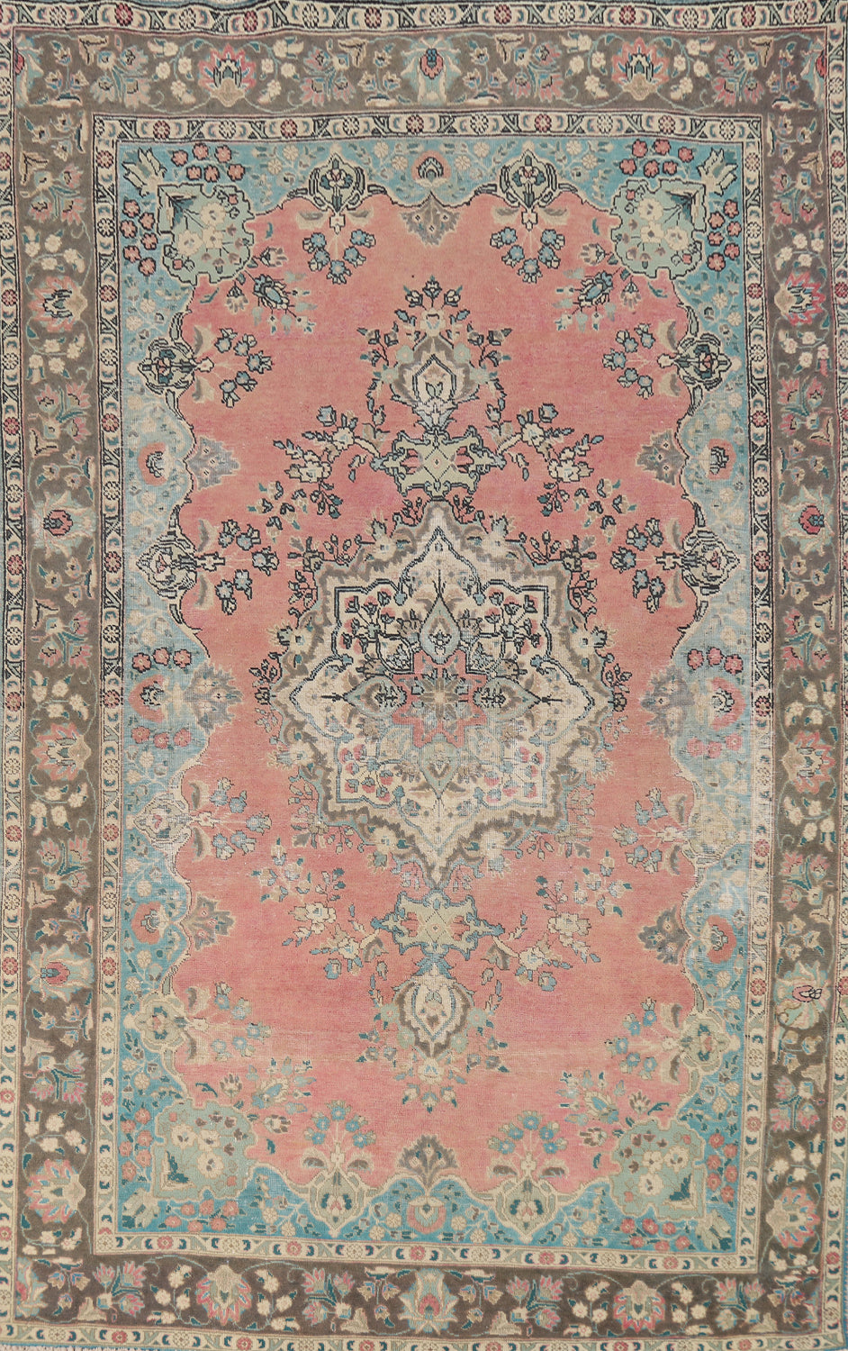 Handmade Pink Tabriz Persian Area Rug 7x10