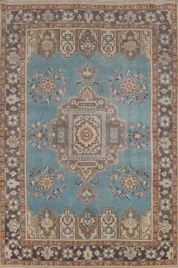 Geometric Blue Tabriz Persian Area Rug 7x10