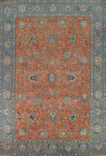 Floral Wool Orange Tabriz Persian Area Rug 10x13