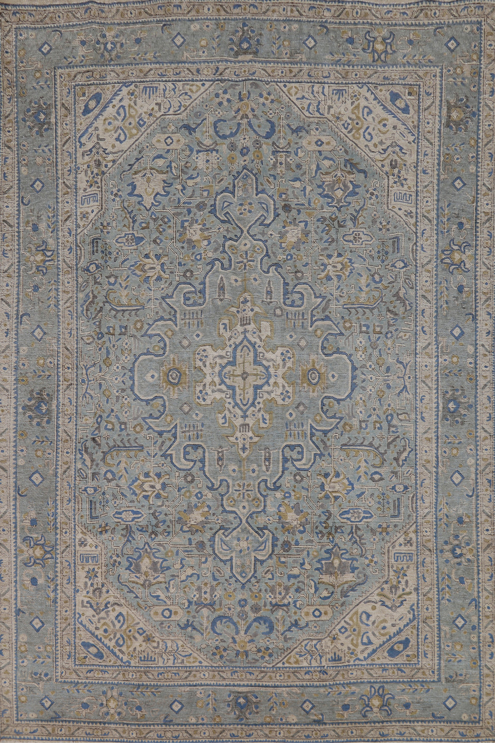 Blue Geometric Tabriz Persian Area Rug 7x10