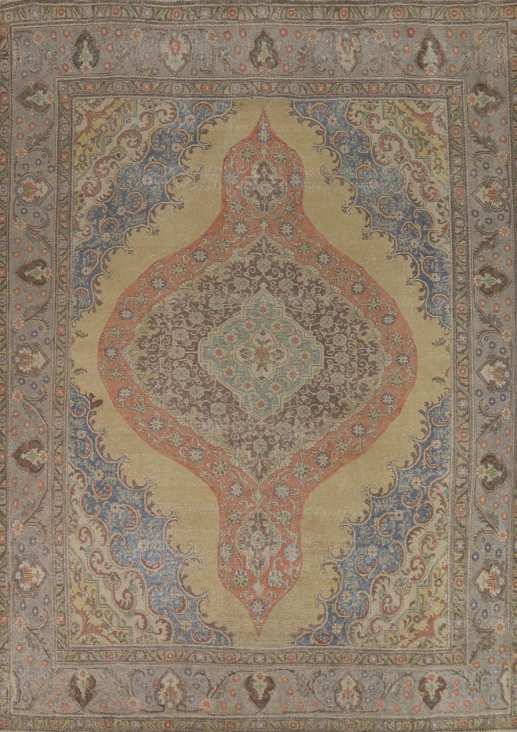 Medallion Wool Tabriz Persian Area Rug 9x12
