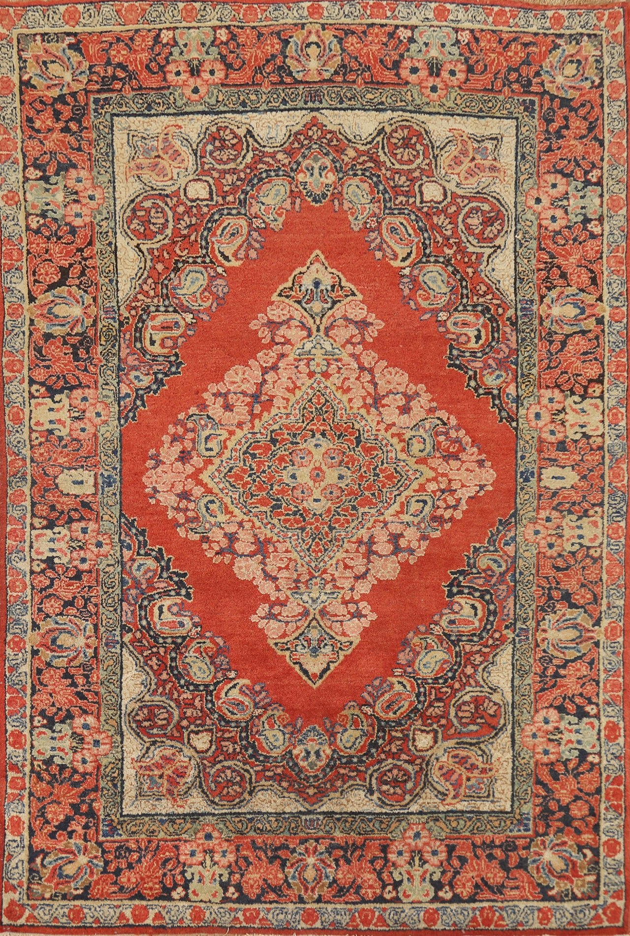 Vintage Wool Sarouk Persian Rug 4x7