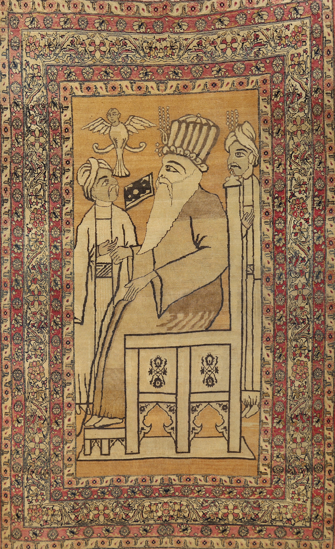 Pre-1900 Antique Vegetable Dye Kerman Persian Rug 4x7