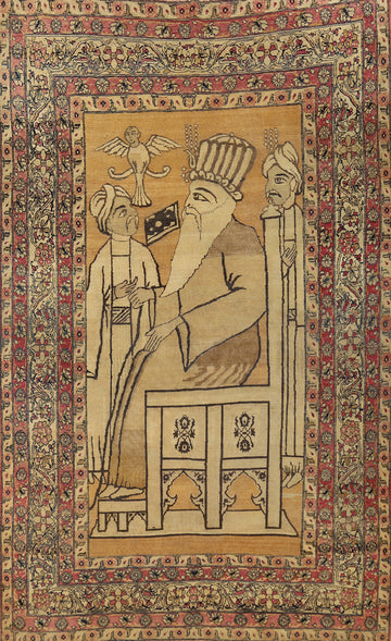 Pre-1900 Antique Vegetable Dye Kerman Persian Rug 4x7