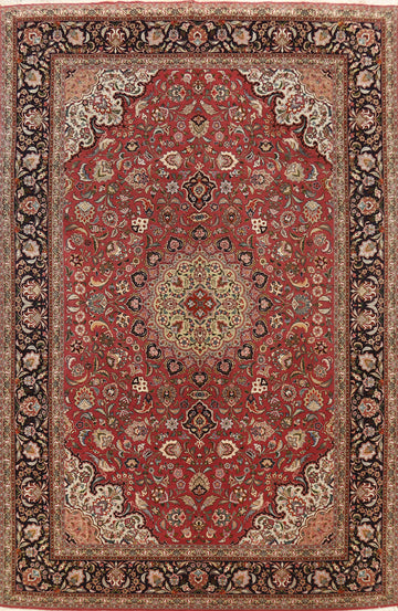 Floral Wool Medallion Tabriz Persian Area Rug 7x10