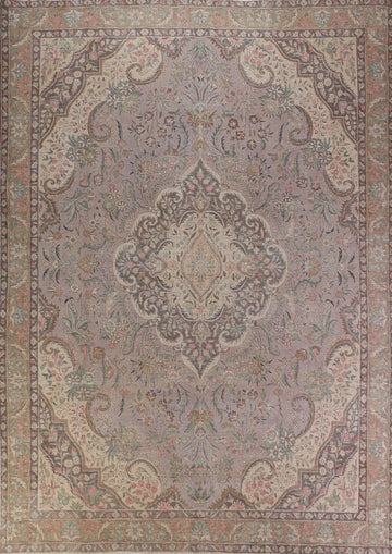 Gray Floral Tabriz Persian Area Rug 10x12