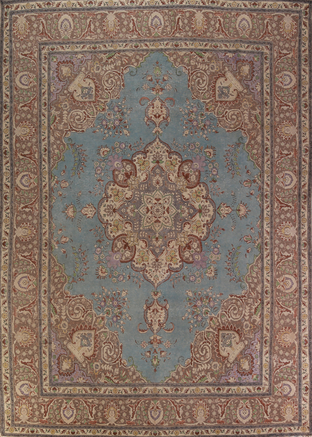 Handmade Blue Tabriz Persian Area Rug 10x13
