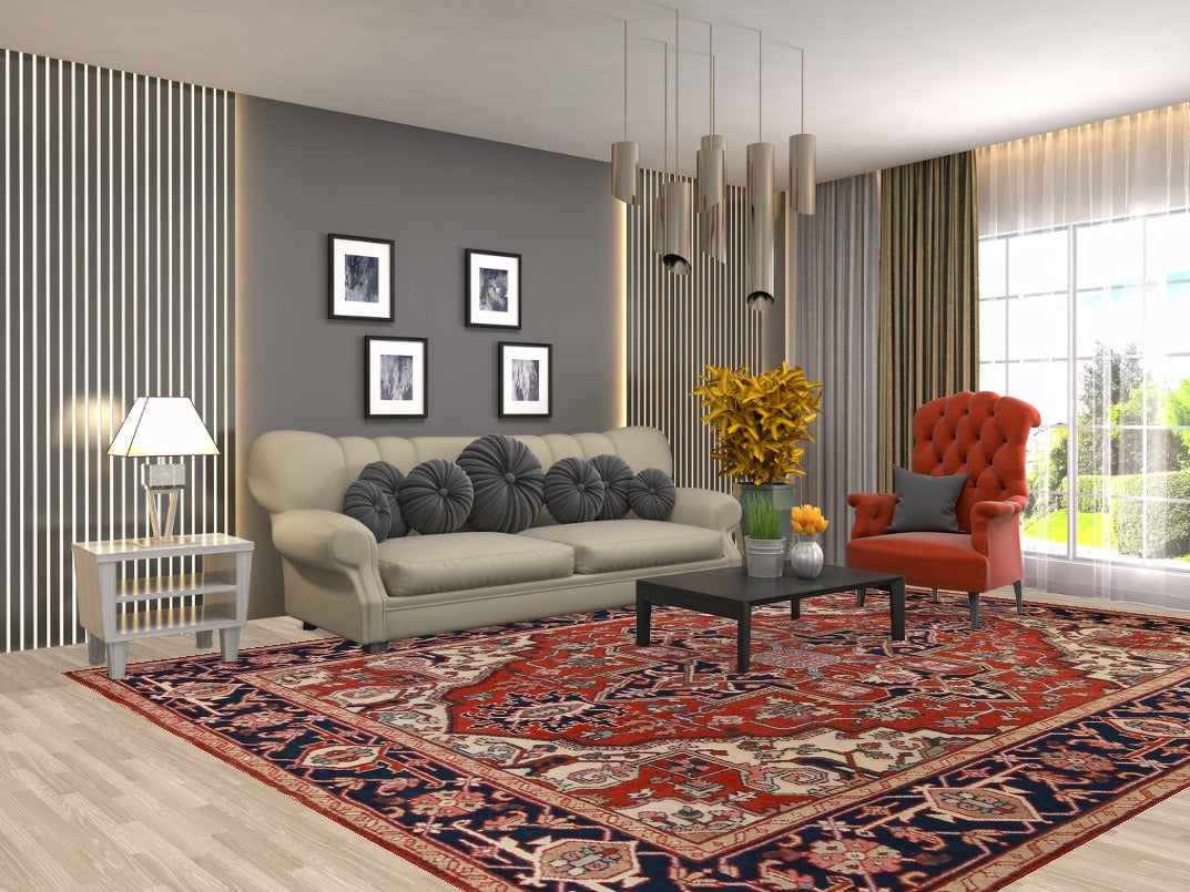 Geometric Heriz Serapi Oriental Area Rug 9x12