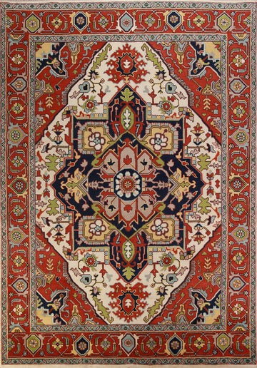 Medallion Ivory Wool Oushak Oriental Area Rug 9x12