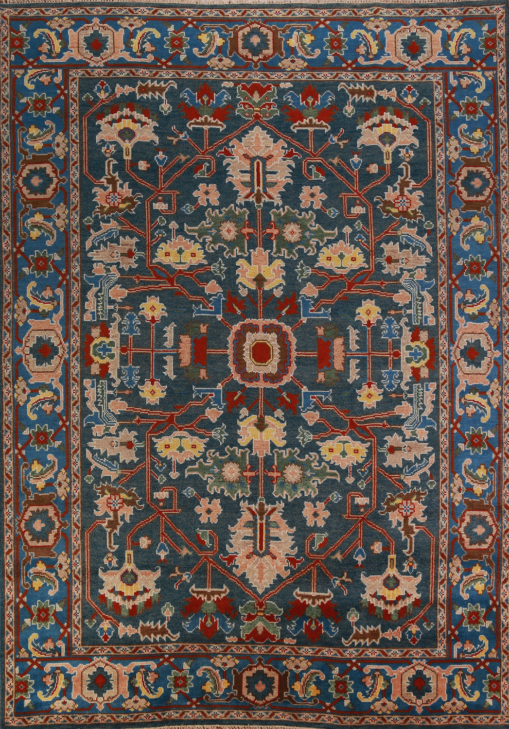 All-Over Blue Oushak Oriental Area Rug 9x12