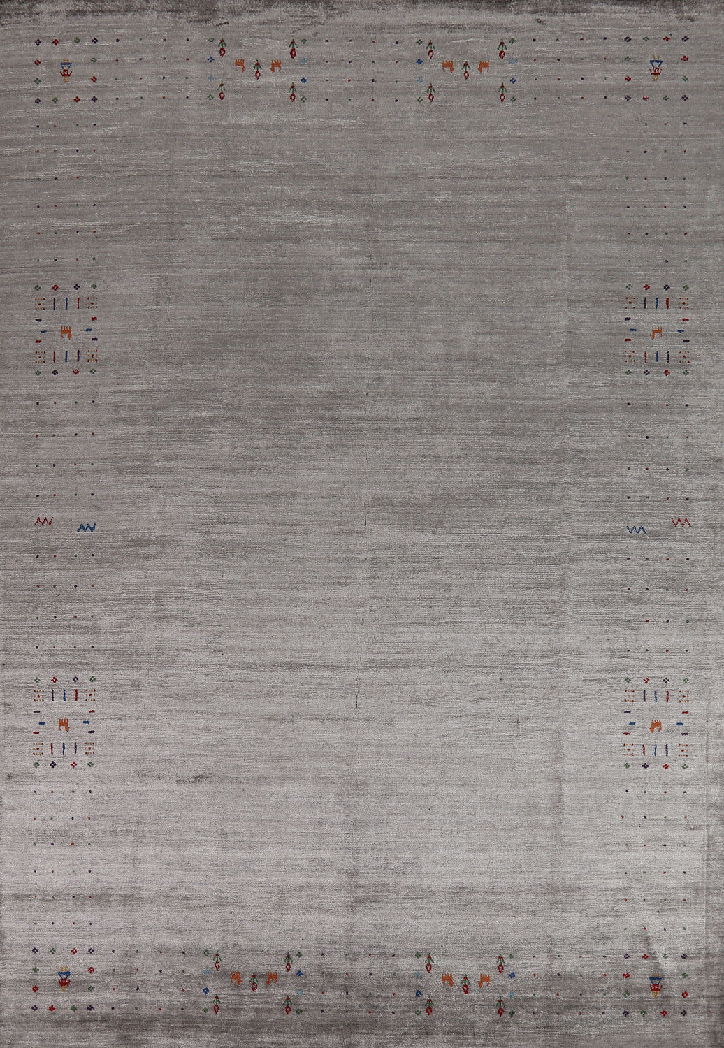 Silver Gray Silk Gabbeh Oriental Area Rug 8x12