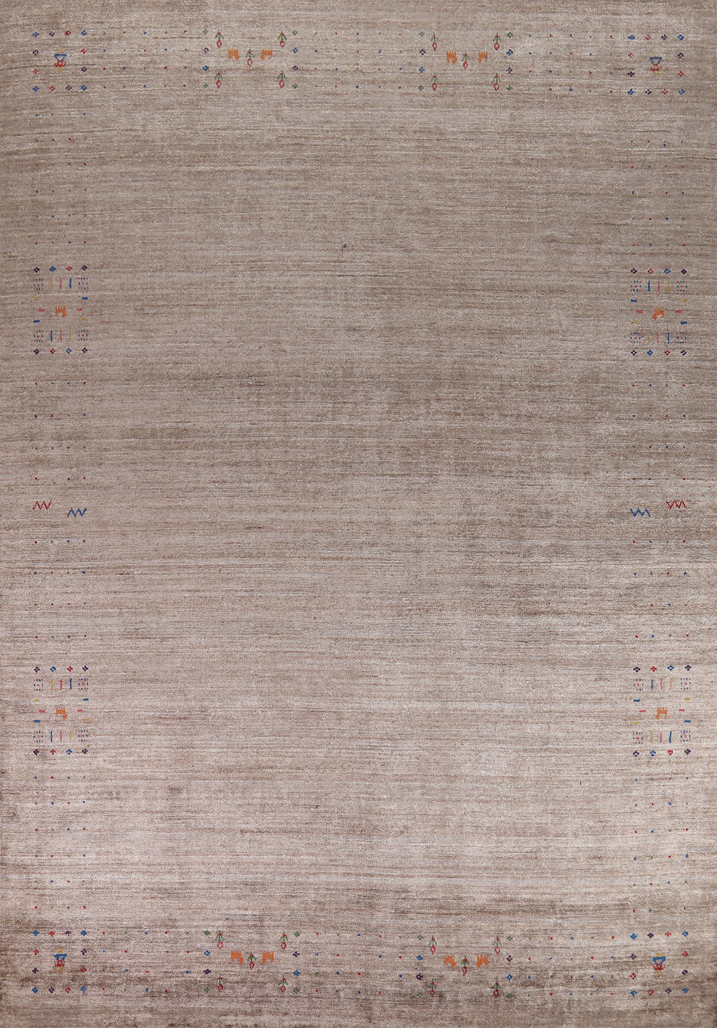 Handmade Brown Silk Gabbeh Oriental Area Rug 9x12