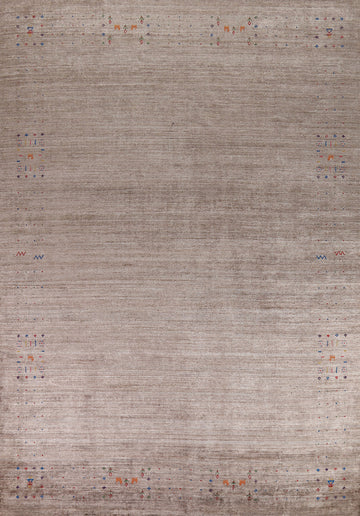 Handmade Brown Silk Gabbeh Oriental Area Rug 9x12