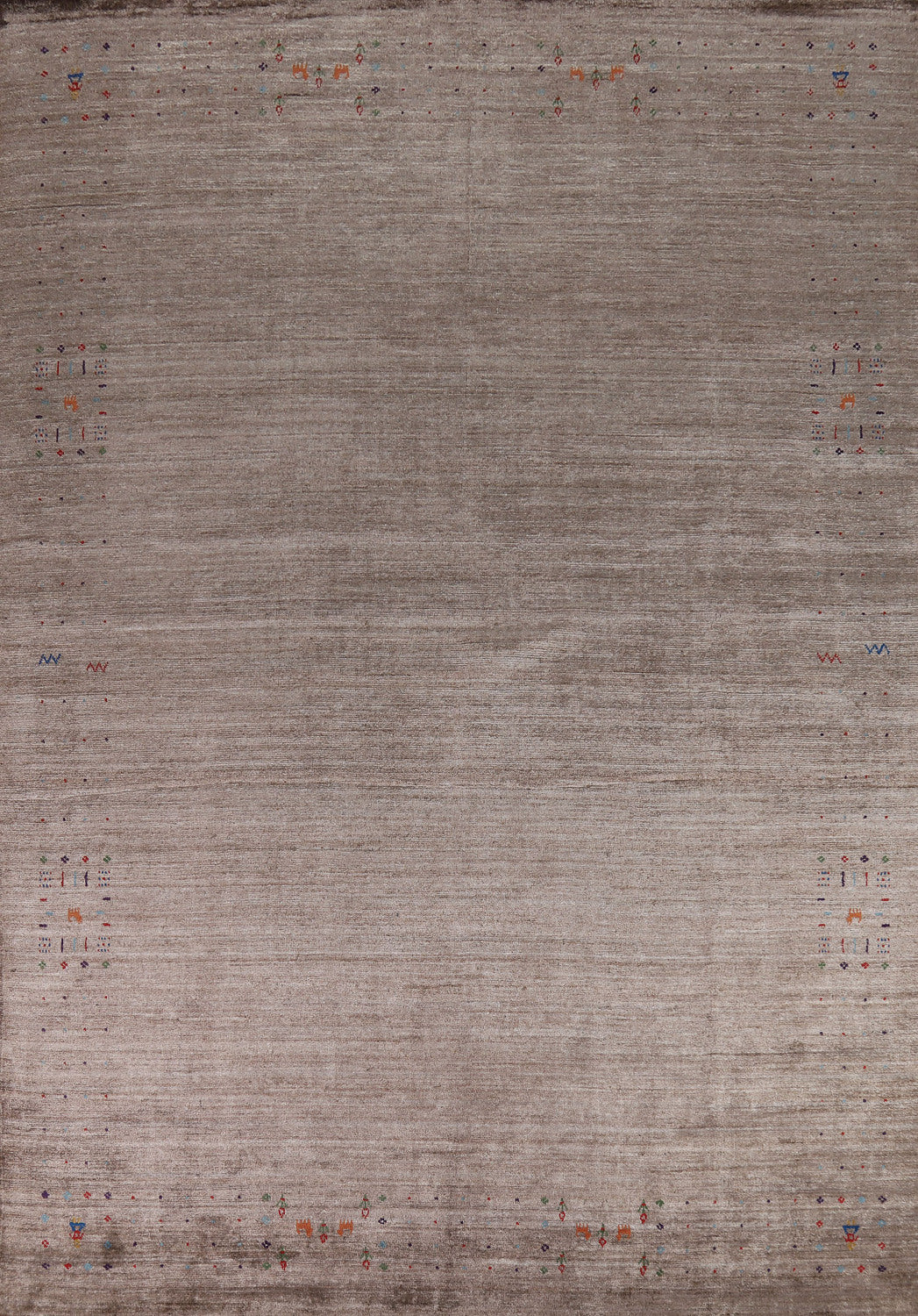 Brown Silk Gabbeh Oriental Area Rug 9x12
