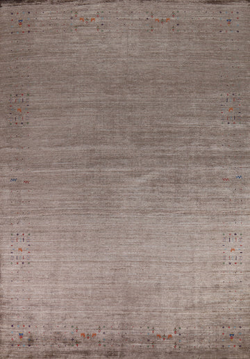 Brown Silk Gabbeh Oriental Area Rug 9x12