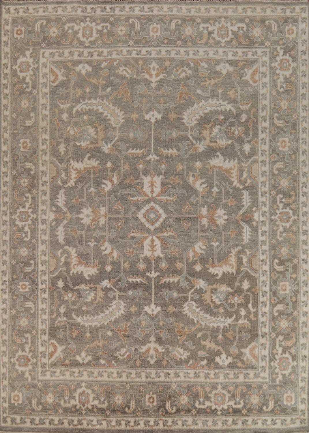 All-Over Floral Handmade Oushak Indian Area Rug 8x10