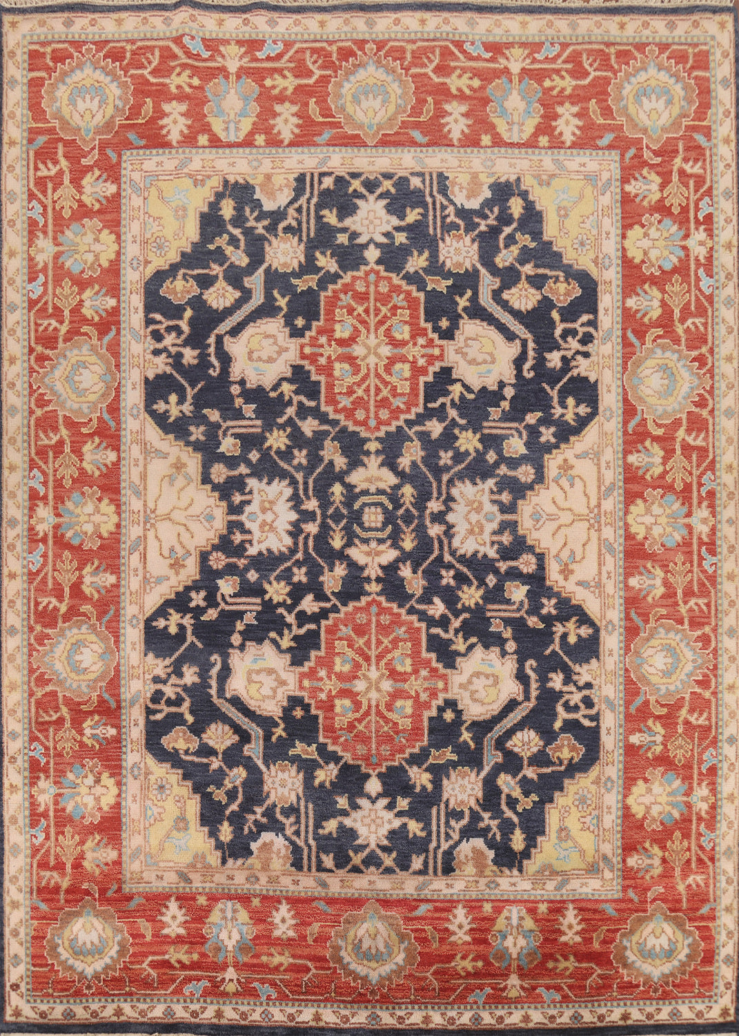 Navy Blue & Orange Oushak Indian Area Rug 8x10