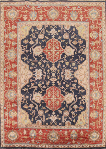 Navy Blue & Orange Oushak Indian Area Rug 8x10