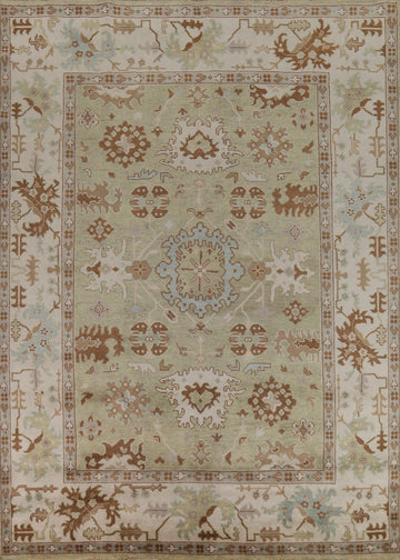 Light Green Wool Oushak Indian Area Rug 9x12