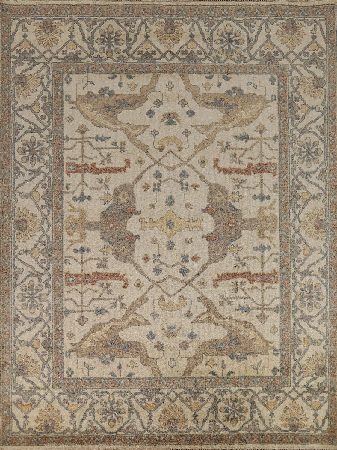 Earth Tone Wool Handmade Oushak Indian Area Rug 8x10