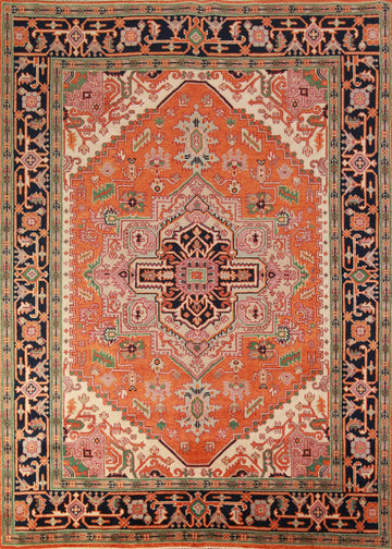 Orange Medallion Heriz Serapi Oriental Area Rug 8x10
